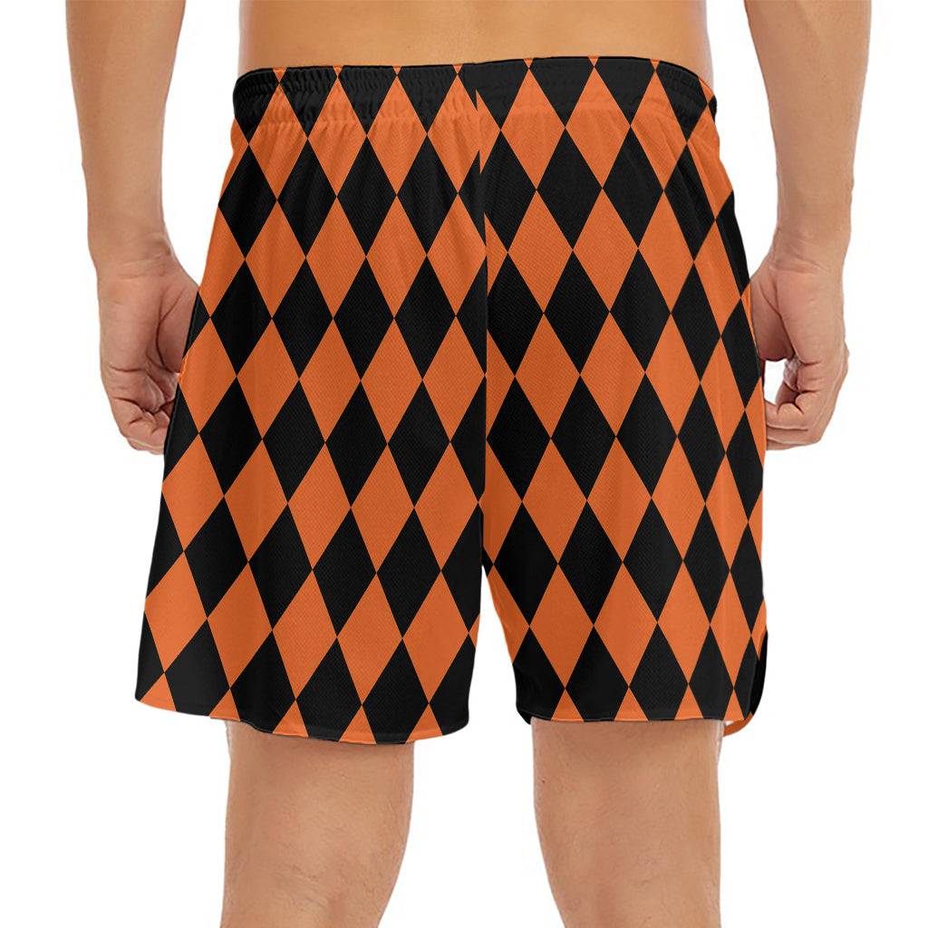 Halloween Harlequin Pattern Print Men's Split Running Shorts