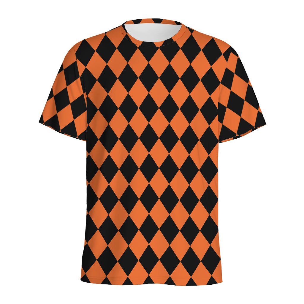 Halloween Harlequin Pattern Print Men's Sports T-Shirt
