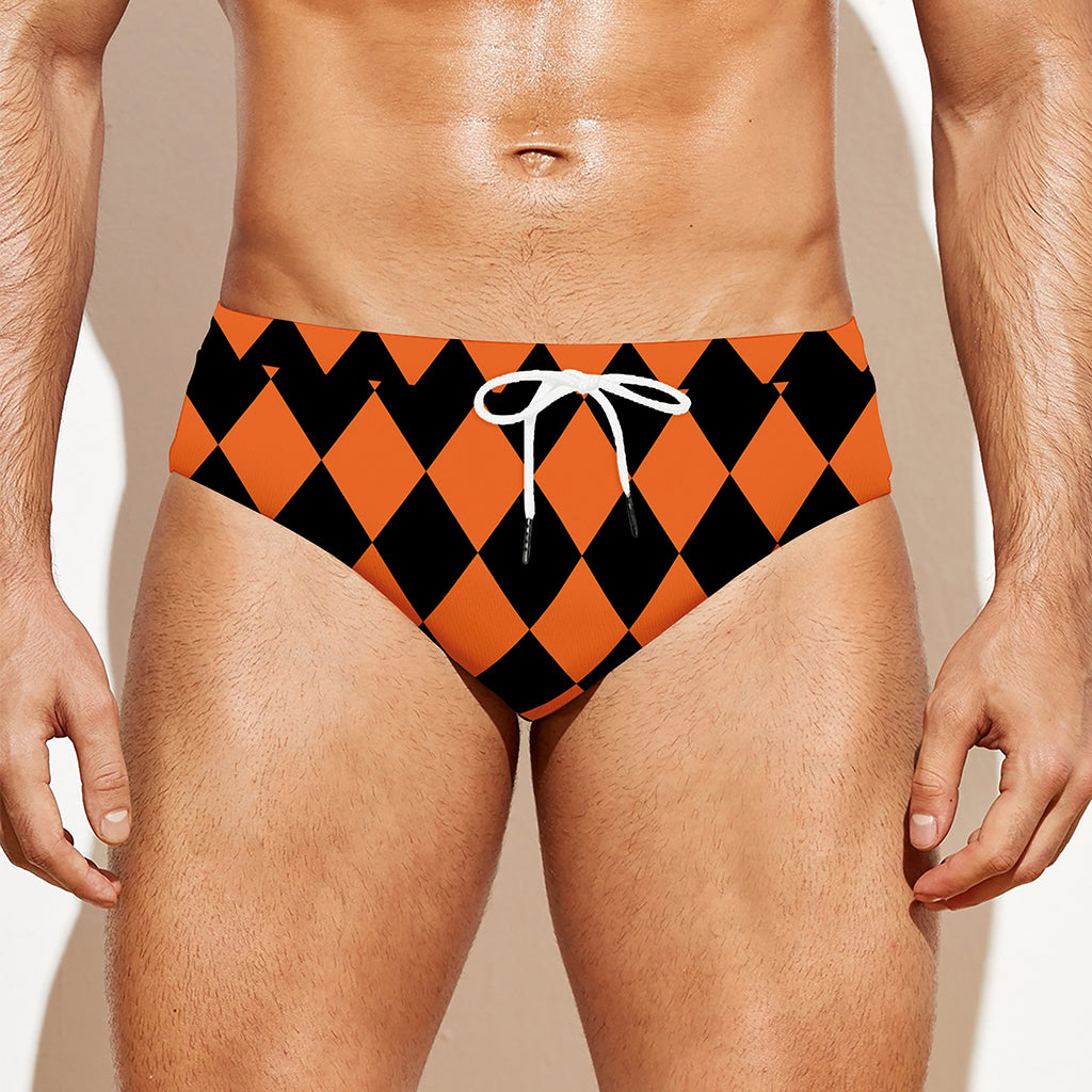 Halloween Harlequin Pattern Print Men's Swim Briefs