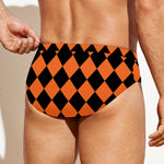 Halloween Harlequin Pattern Print Men's Swim Briefs