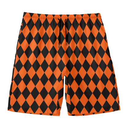 Halloween Harlequin Pattern Print Men's Swim Trunks