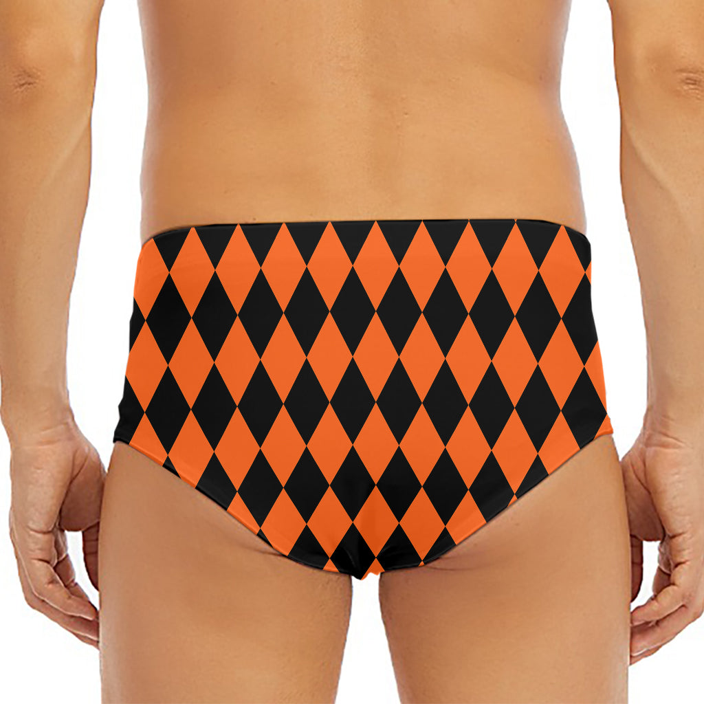 Halloween Harlequin Pattern Print Men's Triangle Swim Briefs