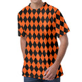 Halloween Harlequin Pattern Print Men's Velvet T-Shirt