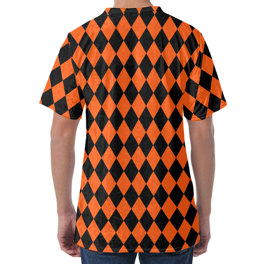 Halloween Harlequin Pattern Print Men's Velvet T-Shirt