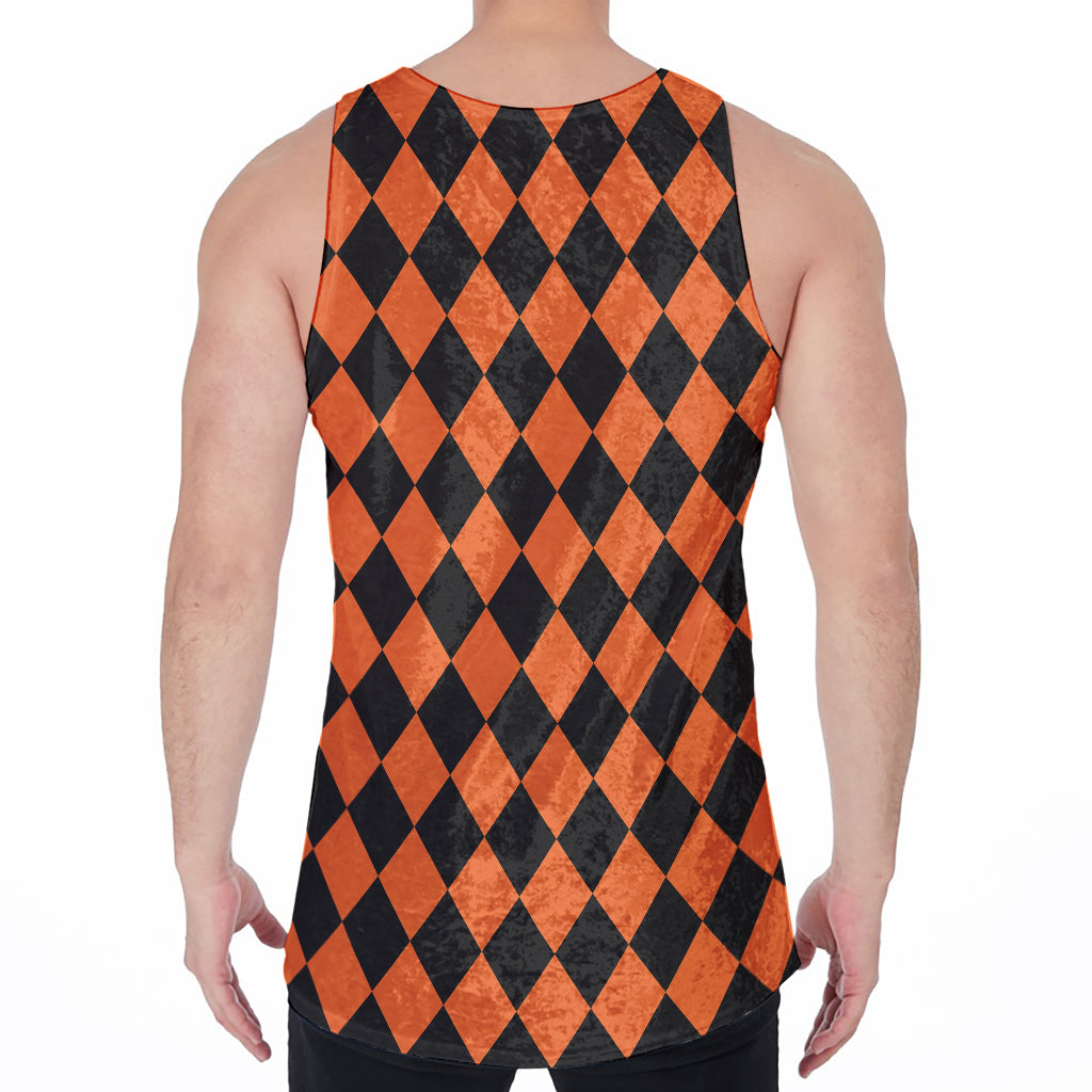 Halloween Harlequin Pattern Print Men's Velvet Tank Top