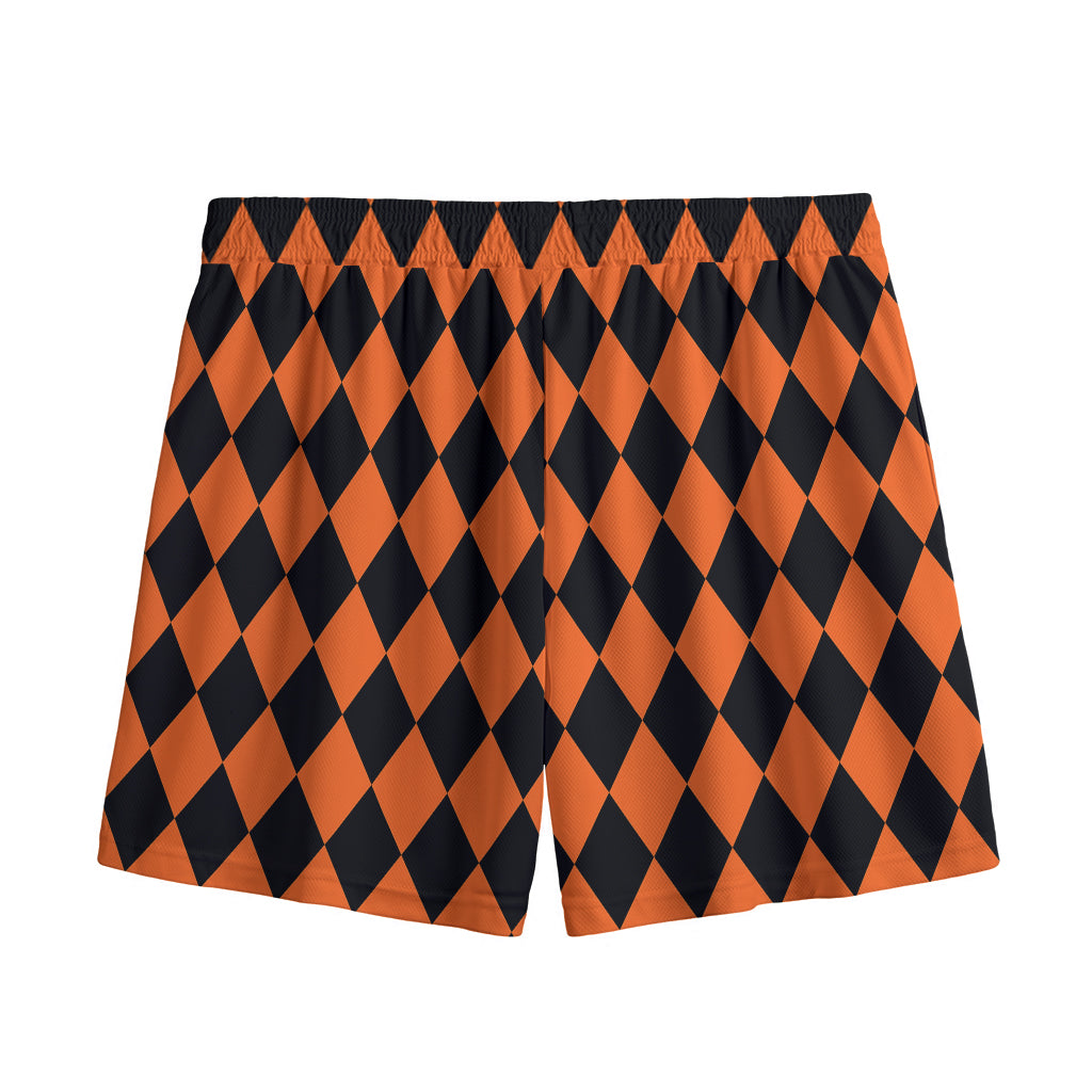 Halloween Harlequin Pattern Print Mesh Shorts