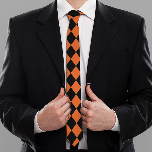 Halloween Harlequin Pattern Print Necktie