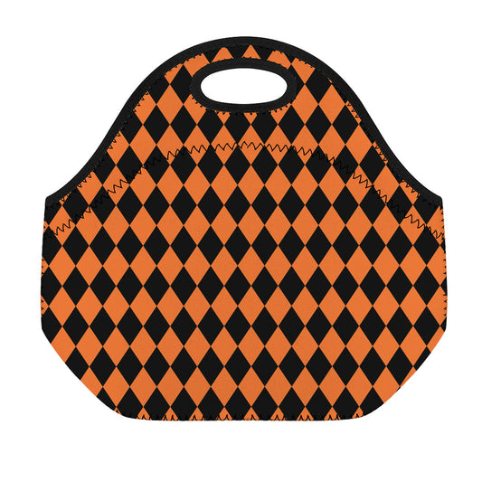Halloween Harlequin Pattern Print Neoprene Lunch Bag