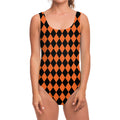 Halloween Harlequin Pattern Print One Piece Swimsuit