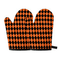 Halloween Harlequin Pattern Print Oven Mitts