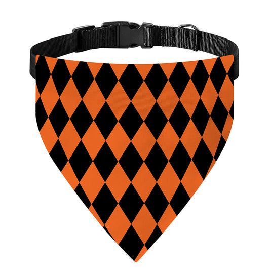 Halloween Harlequin Pattern Print Over The Collar Dog Bandana