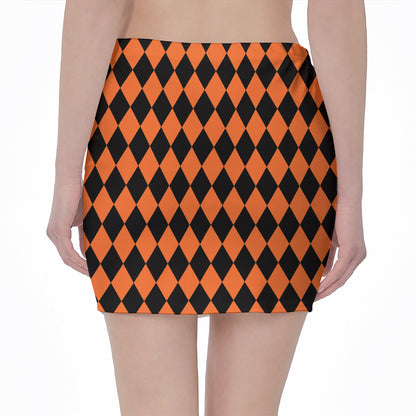 Halloween Harlequin Pattern Print Pencil Mini Skirt