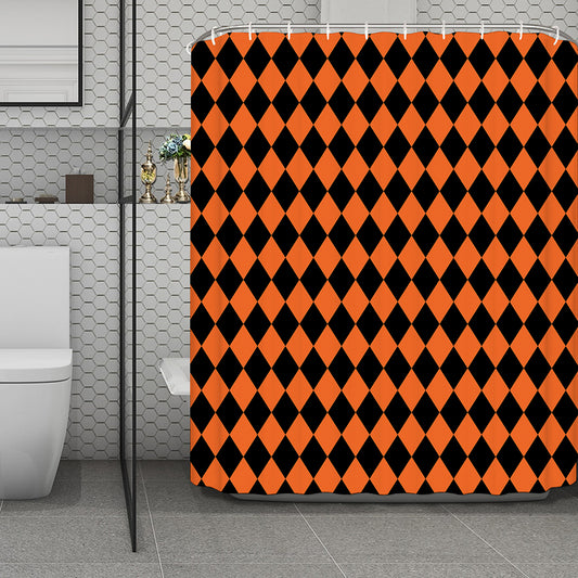 Halloween Harlequin Pattern Print Polyester Shower Curtain