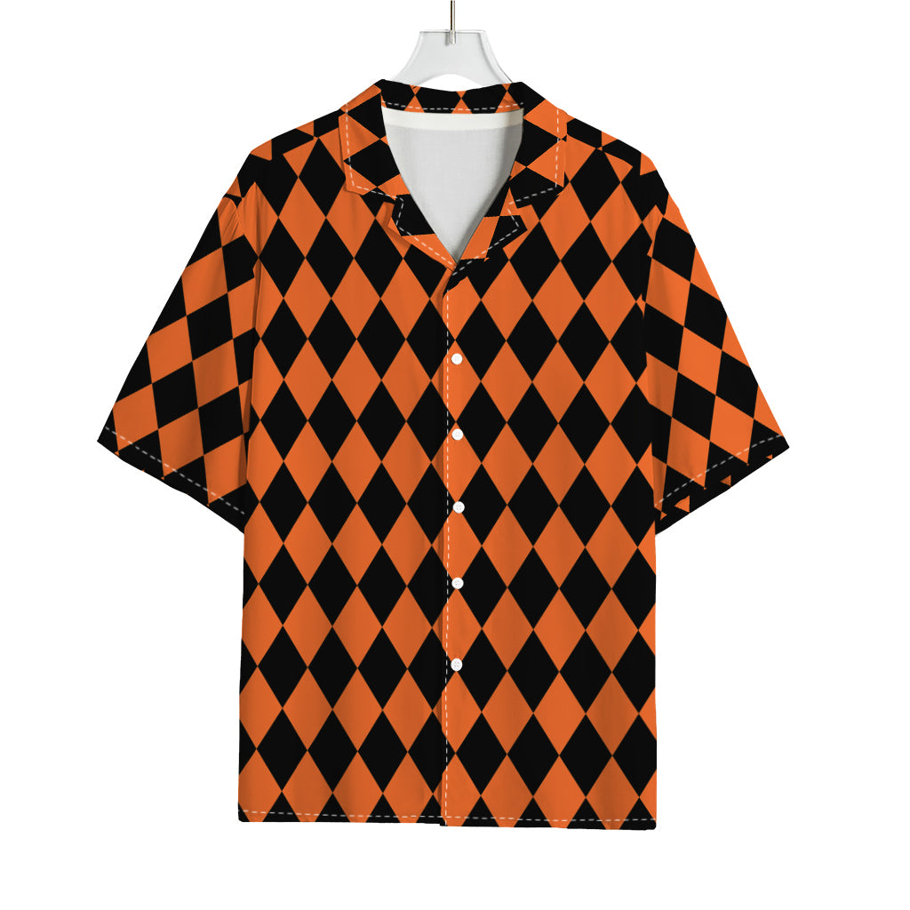 Halloween Harlequin Pattern Print Rayon Hawaiian Shirt