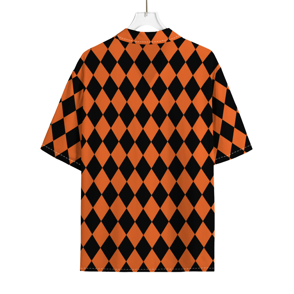 Halloween Harlequin Pattern Print Rayon Hawaiian Shirt