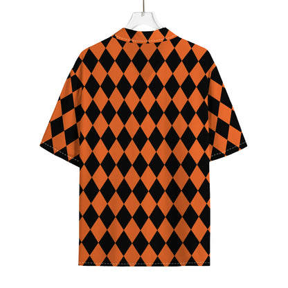 Halloween Harlequin Pattern Print Rayon Hawaiian Shirt