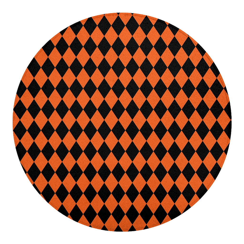 Halloween Harlequin Pattern Print Round Blanket