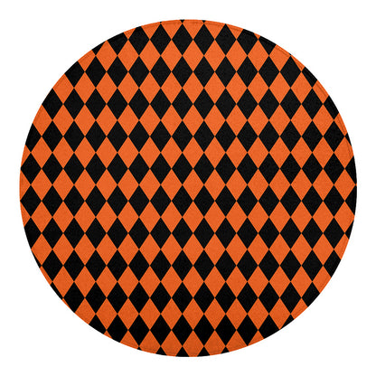 Halloween Harlequin Pattern Print Round Blanket