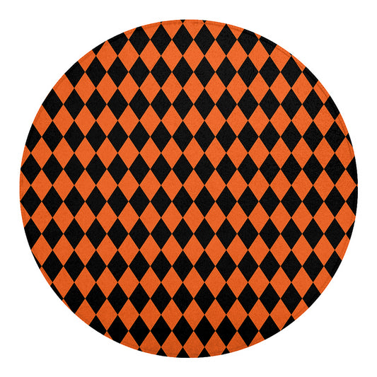 Halloween Harlequin Pattern Print Round Blanket