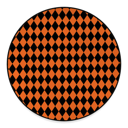 Halloween Harlequin Pattern Print Round Floor Mat