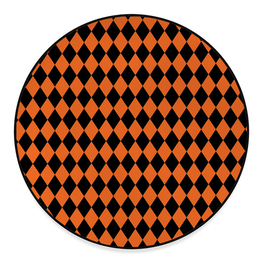 Halloween Harlequin Pattern Print Round Floor Mat