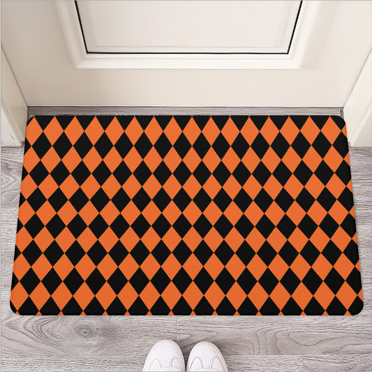 Halloween Harlequin Pattern Print Rubber Doormat
