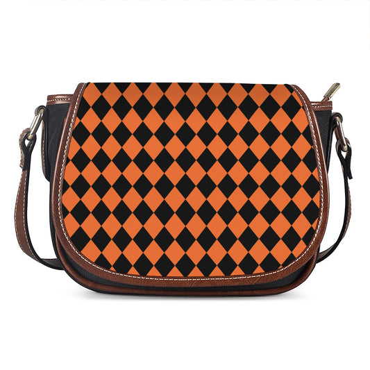 Halloween Harlequin Pattern Print Saddle Bag