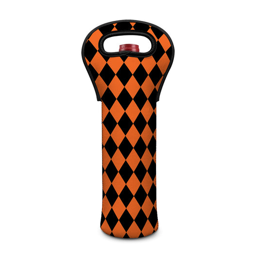 Halloween Harlequin Pattern Print Single Neoprene Wine Tote