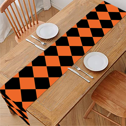 Halloween Harlequin Pattern Print Table Runner