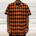 Halloween Harlequin Pattern Print Textured Short Sleeve Shirt