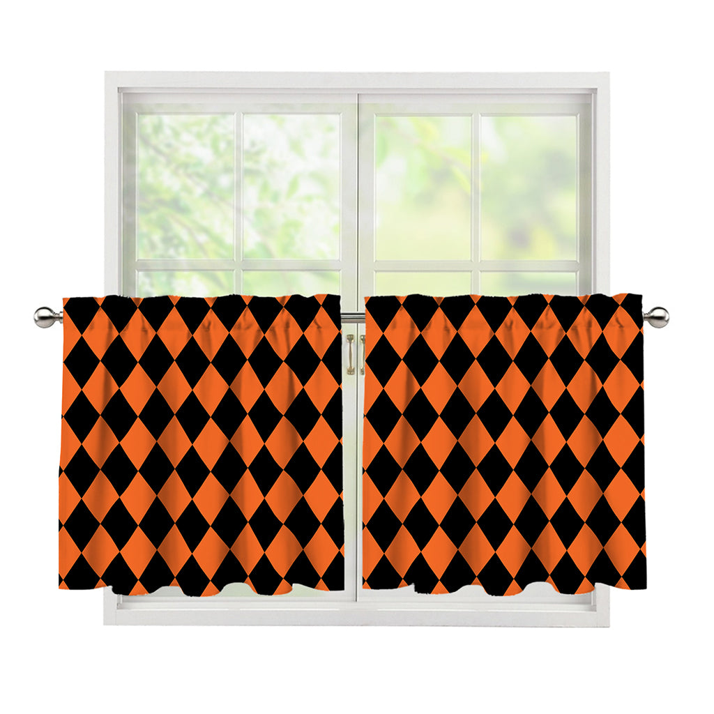 Halloween Harlequin Pattern Print Tier Curtains