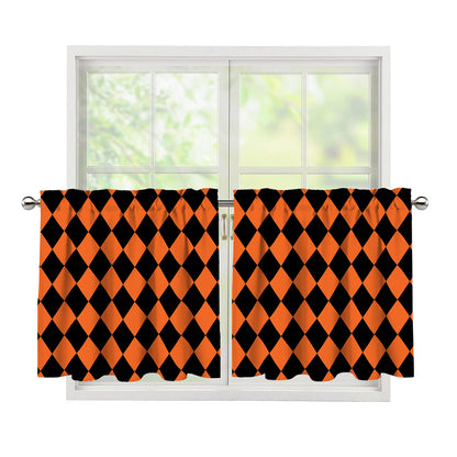 Halloween Harlequin Pattern Print Tier Curtains