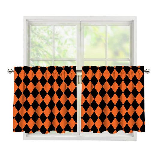 Halloween Harlequin Pattern Print Tier Curtains