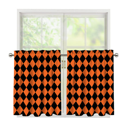 Halloween Harlequin Pattern Print Tier Curtains