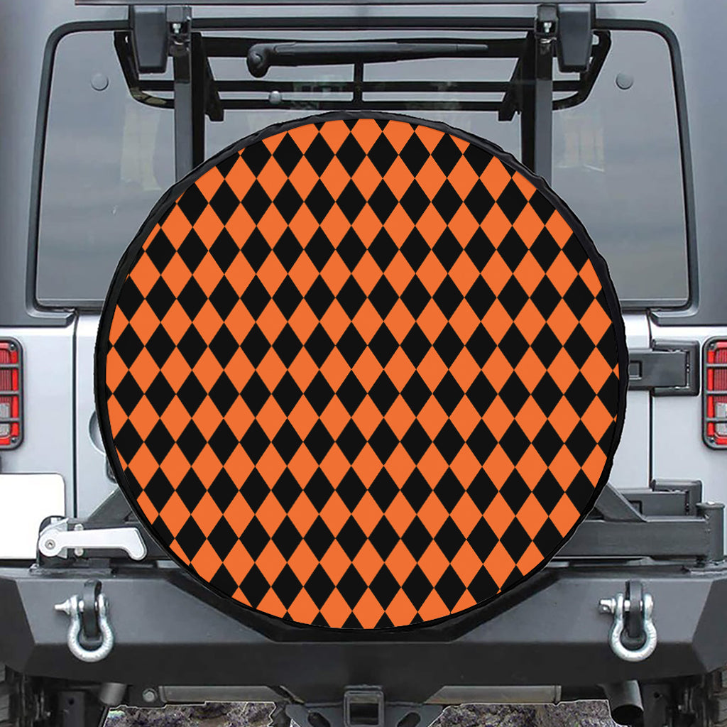 Halloween Harlequin Pattern Print Tire Cover