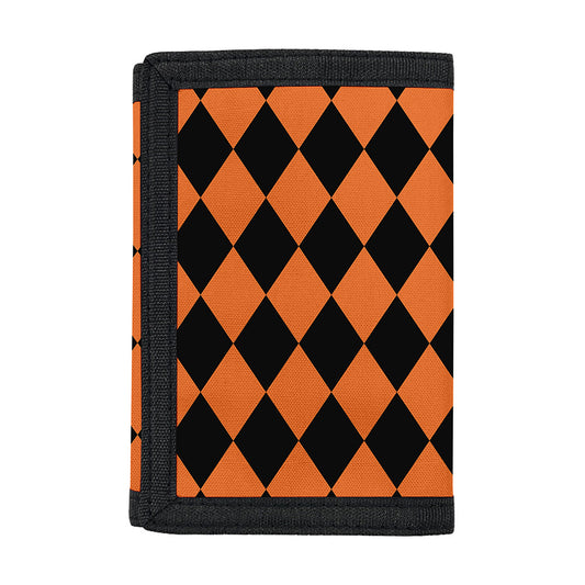 Halloween Harlequin Pattern Print Trifold Wallet