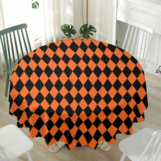 Halloween Harlequin Pattern Print Waterproof Round Tablecloth