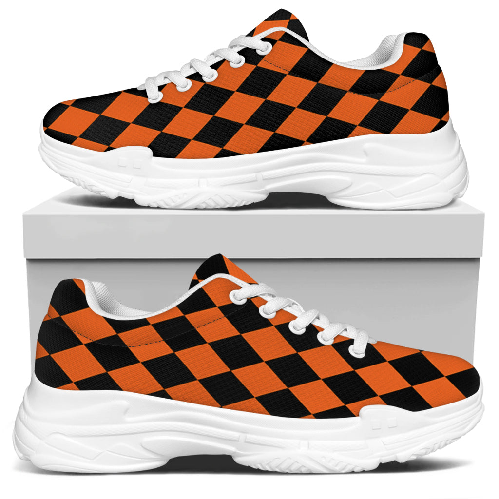 Halloween Harlequin Pattern Print White Chunky Shoes