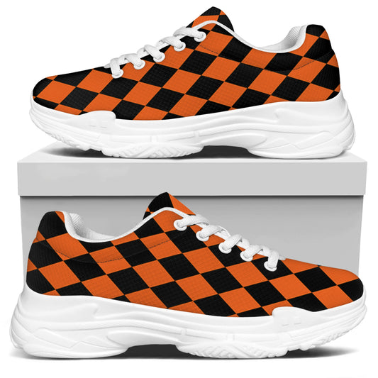 Halloween Harlequin Pattern Print White Chunky Shoes