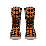 Halloween Harlequin Pattern Print Winter Boots