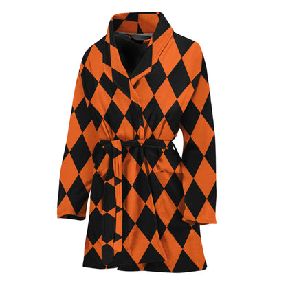 Halloween Harlequin Pattern Print Women's Bathrobe