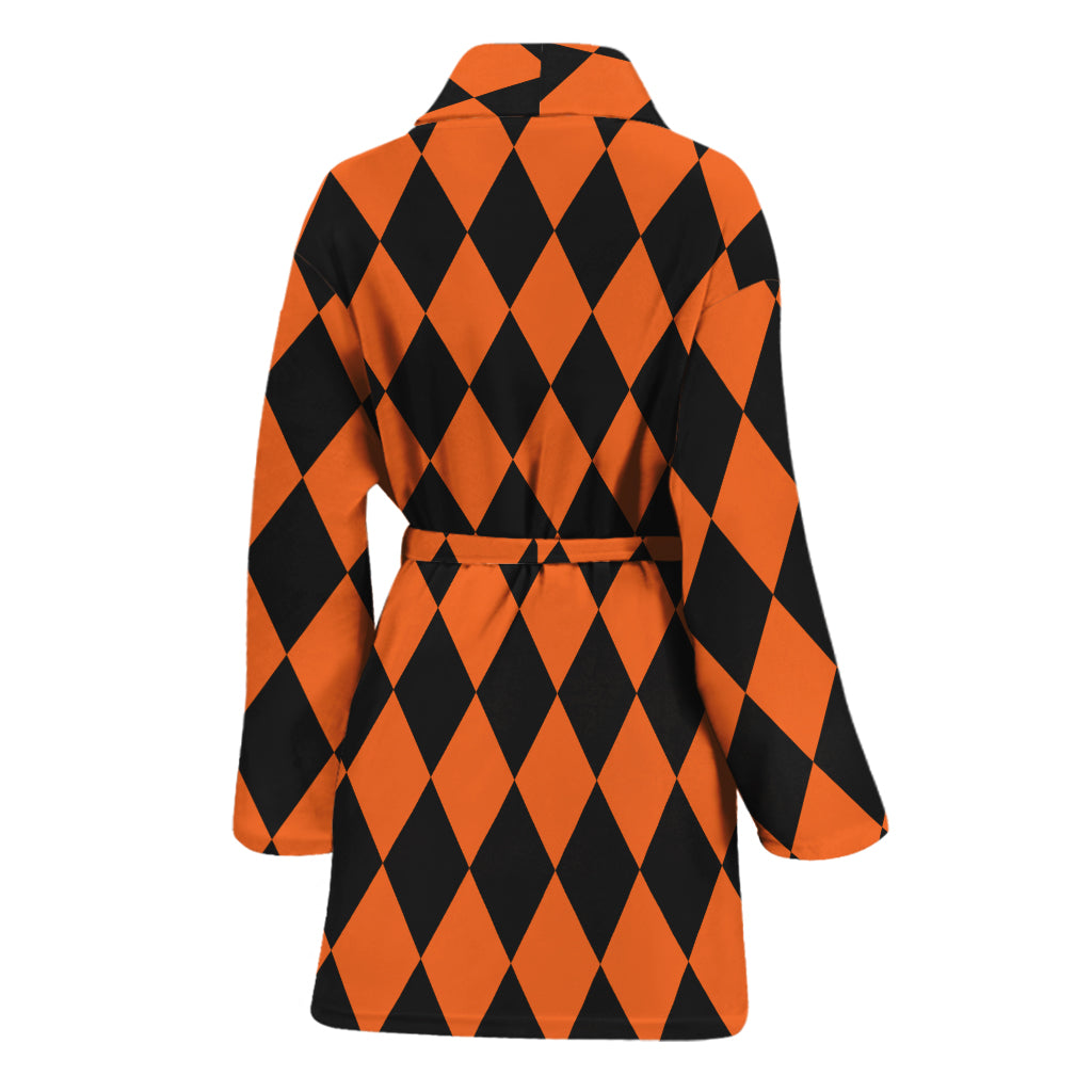 Halloween Harlequin Pattern Print Women's Bathrobe