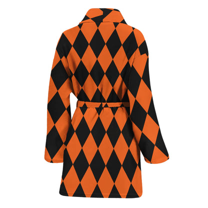 Halloween Harlequin Pattern Print Women's Bathrobe