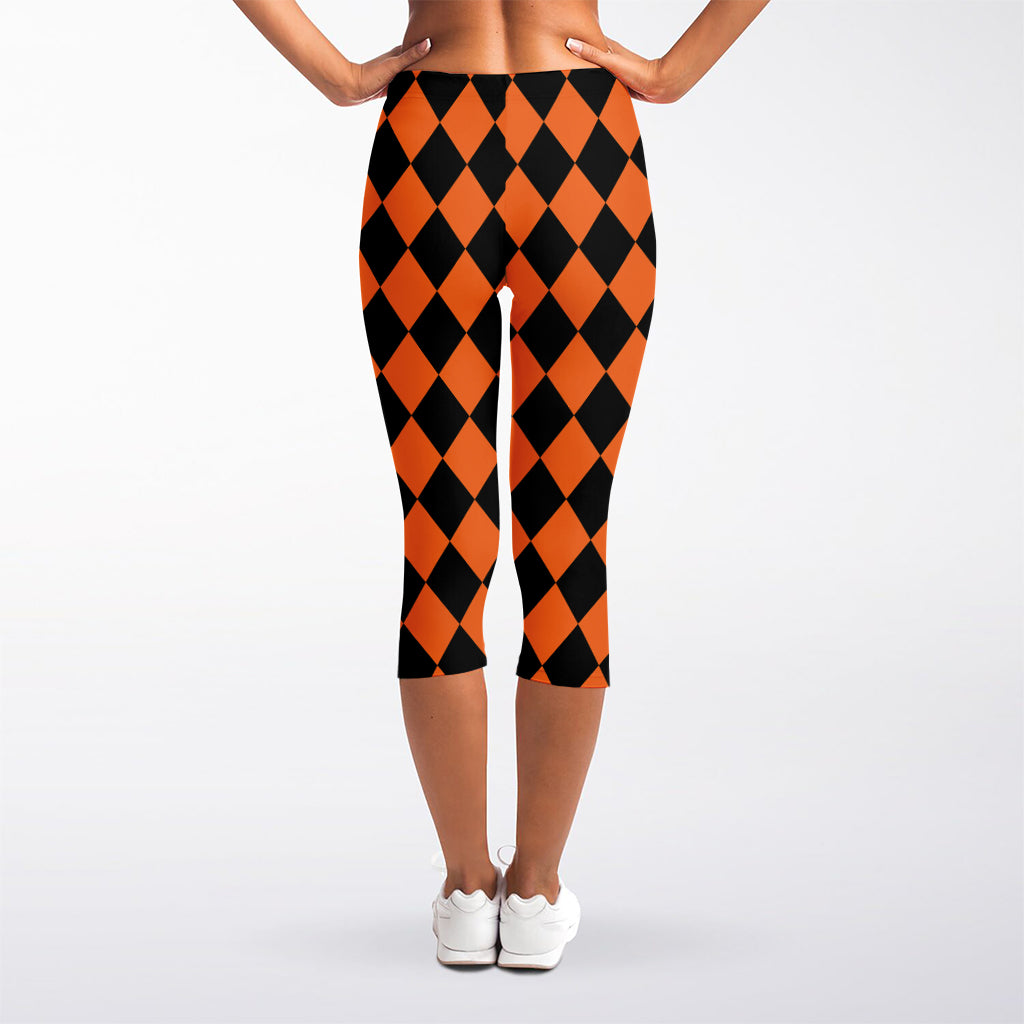 Halloween Harlequin Pattern Print Women's Capri Leggings