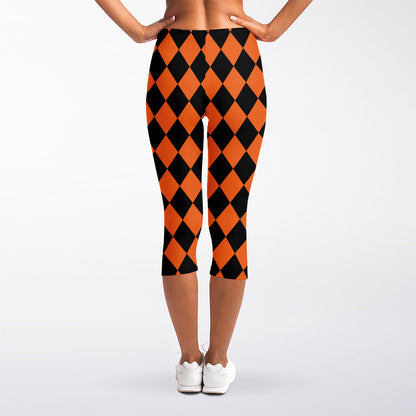 Halloween Harlequin Pattern Print Women's Capri Leggings