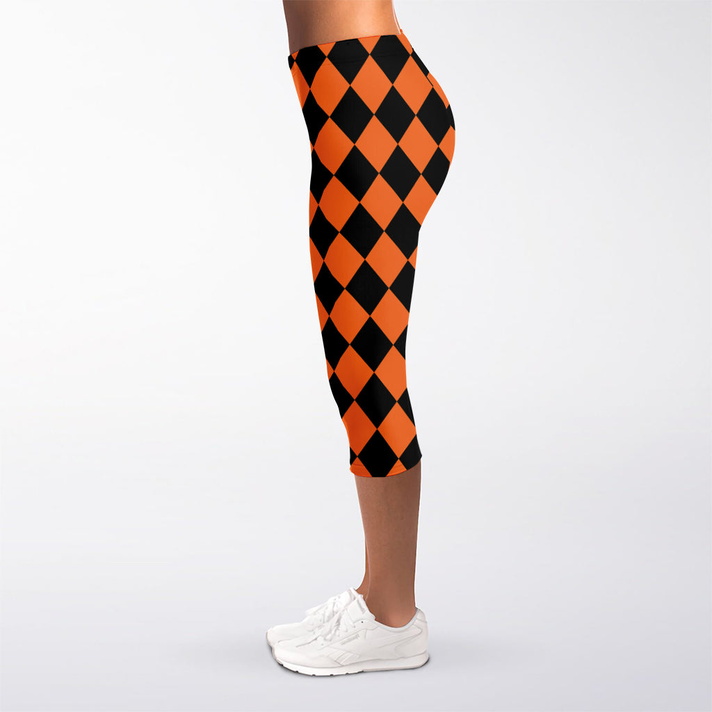 Halloween Harlequin Pattern Print Women's Capri Leggings