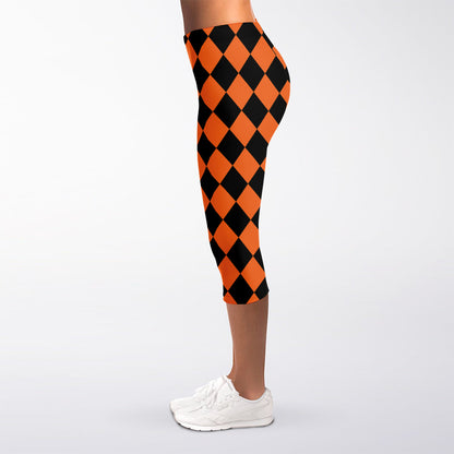Halloween Harlequin Pattern Print Women's Capri Leggings
