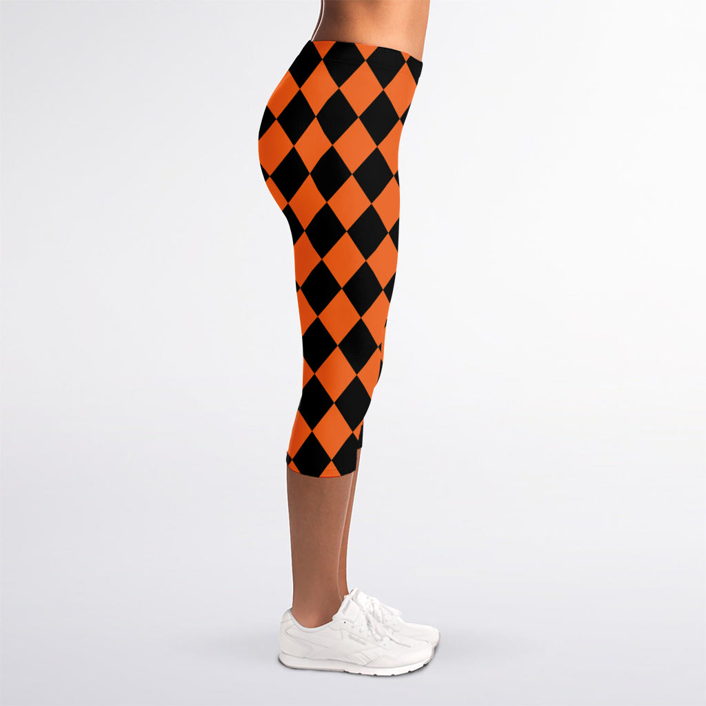 Halloween Harlequin Pattern Print Women's Capri Leggings