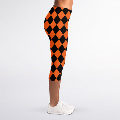 Halloween Harlequin Pattern Print Women's Capri Leggings
