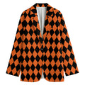 Halloween Harlequin Pattern Print Women's Cotton Blazer